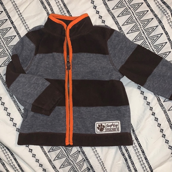Boys 18 Month Carter’s Brown & Orange Zip Up Fleece Jacket - Picture 1 of 4